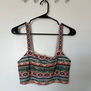 Multicolored boho festival crop top